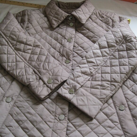 Anne Klein Women's Side Slit Puffer Quilt Jacket Snap Button Tan (Beige) M or XL - Picture 7 of 15
